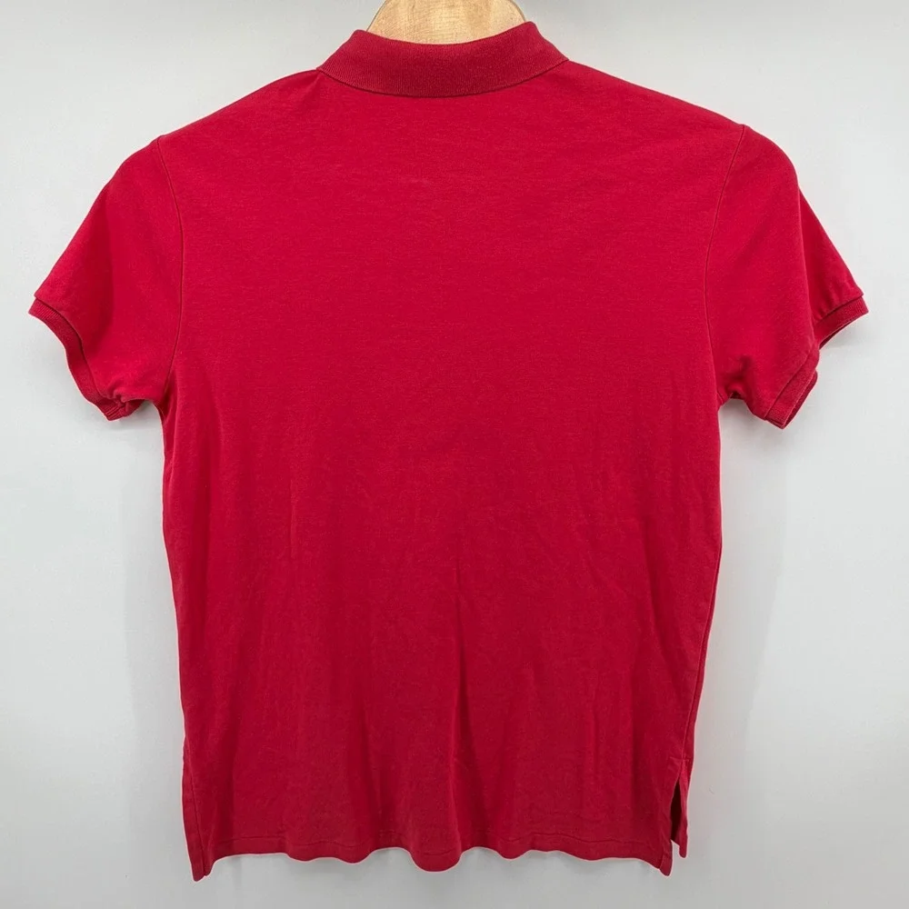 Polo Ralph Lauren Custom Fit Polo Shirt‎ Size Large Red Short Sleeve Blue Pony